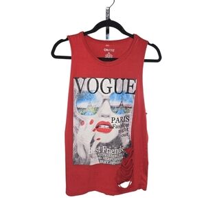 On Fire Red Tank Top Women's Size XL Sleeveless